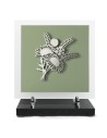 PLAQUE EN GRES CERAME + MOTIF INOX 24X24CM BOUQUET