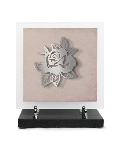 PLAQUE EN GRES CERAME + MOTIF INOX 24X24CM ROSE