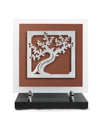 PLAQUE EN GRES CERAME + MOTIF INOX 24X24CM 