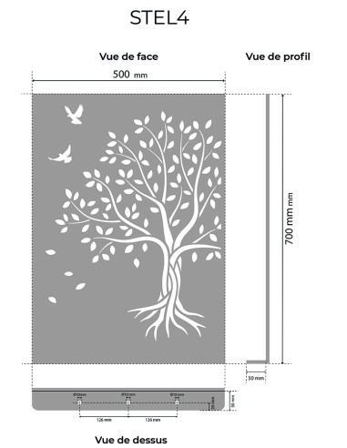 STELE ARBRE DECOUPE INOX 4MM MONULENT...