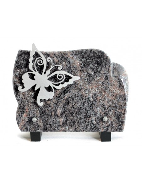 PLAQUE GRANIT 15X21CM INOX PAPILLON