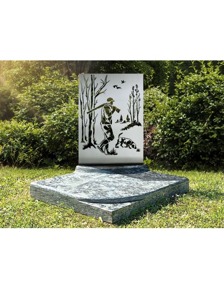 STELE ARBRE DECOUPE INOX 4MM MONULENT FUNERAIRE & CINERAIRE 500X700MM