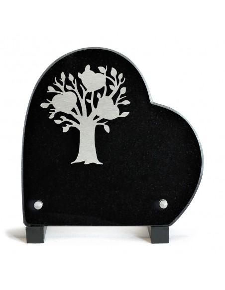 PLAQUE GRANIT COEUR 18X18CM DECOR INOX