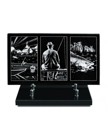 PLAQUE GRANIT 15X28 GRAVURE LASER - PECHE