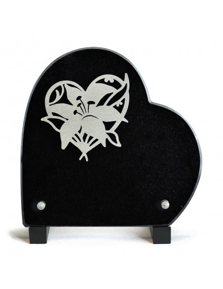 PLAQUE GRANIT COEUR 18X18CM DECOR INOX