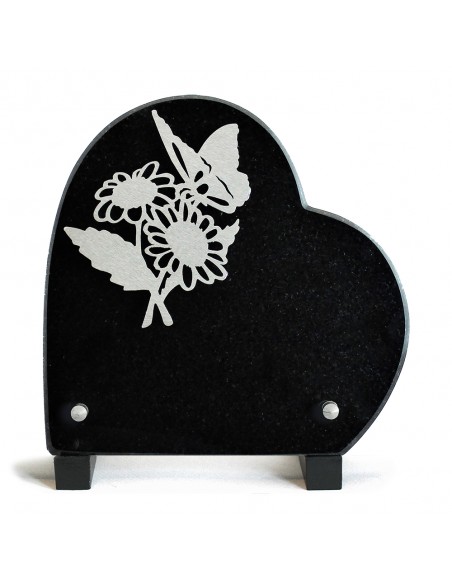 PLAQUE GRANIT COEUR 18X18CM DECOR INOX