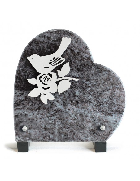 PLAQUE GRANIT COEUR 18X18CM DECOR INOX