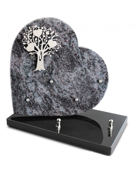 PLAQUE GRANIT COEUR 26X26 INOX ARBRE
