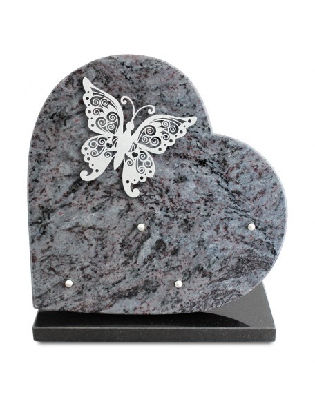 PLAQUE GRANIT COEUR 30X30 INOX PAPILLON