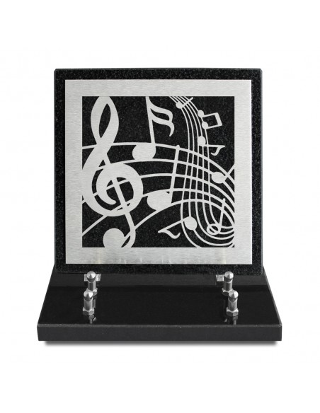 PLAQUE GRANIT NOIR 20X20CM DECOR INOX