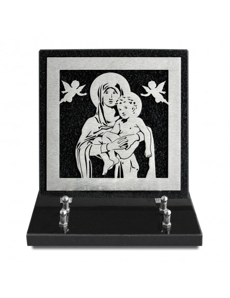 PLAQUE GRANIT NOIR 20X20CM DECOR INOX