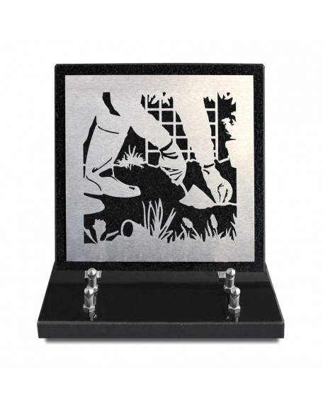 PLAQUE GRANIT NOIR 20X20CM DECOR INOX