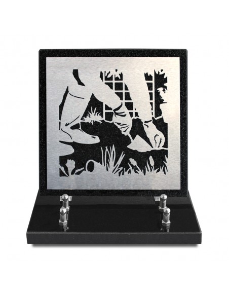 PLAQUE GRANIT NOIR 20X20CM DECOR INOX