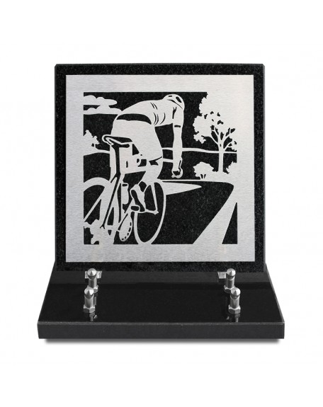 PLAQUE GRANIT NOIR 20X20CM DECOR INOX