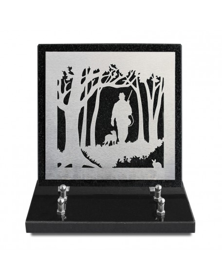 PLAQUE GRANIT NOIR 20X20CM DECOR INOX