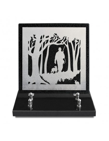 PLAQUE GRANIT NOIR 20X20CM DECOR INOX