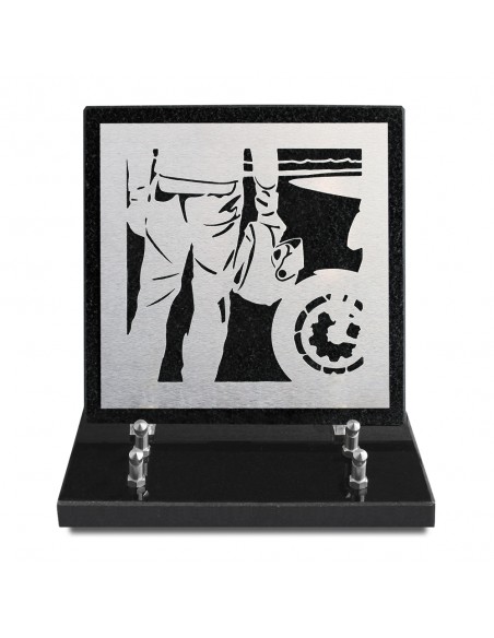 PLAQUE GRANIT NOIR 20X20CM DECOR INOX