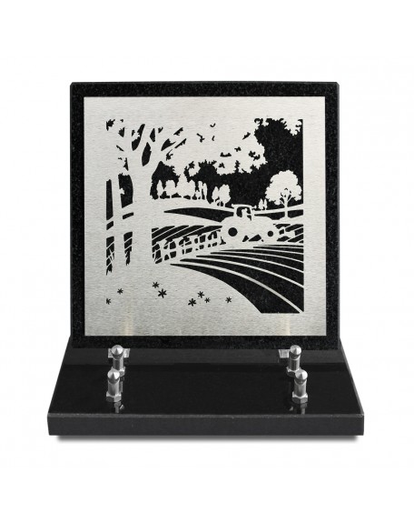 PLAQUE GRANIT NOIR 20X20CM DECOR INOX