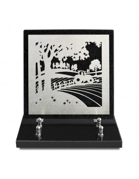 PLAQUE GRANIT NOIR 20X20CM DECOR INOX