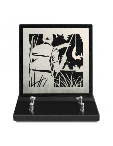 PLAQUE GRANIT NOIR 20X20CM DECOR INOX
