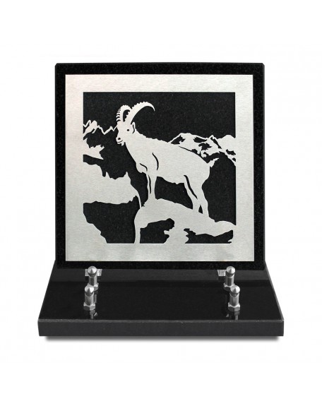 PLAQUE GRANIT NOIR 20X20CM DECOR INOX