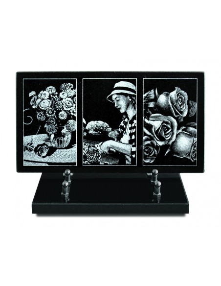 PLAQUE GRANIT 15X28 GRAVURE LASER - FLEURS