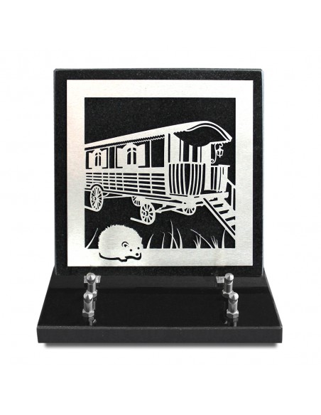 PLAQUE GRANIT NOIR 20X20CM DECOR INOX