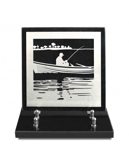 PLAQUE GRANIT NOIR 20X20CM DECOR INOX
