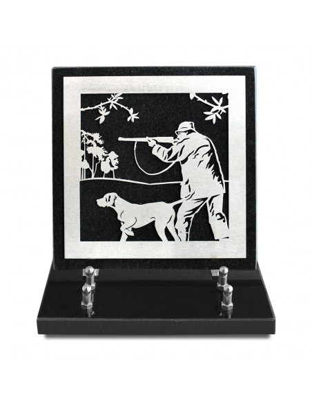 PLAQUE GRANIT NOIR 20X20CM DECOR INOX
