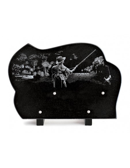 PLAQUE GRANIT 20X30 GRAVURE LASER - PECHEUR
