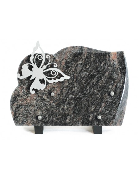 PLAQUE GRANIT 17X25CM INOX PAPILLON