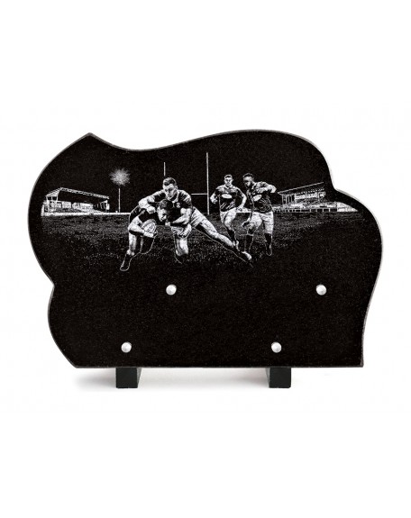 PLAQUE GRANIT 20X30 GRAVURE LASER - RUGBY