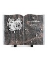 PLAQUE GRANIT LIVRE 25X35CM DECOR INOX +TEXTE ARGENT