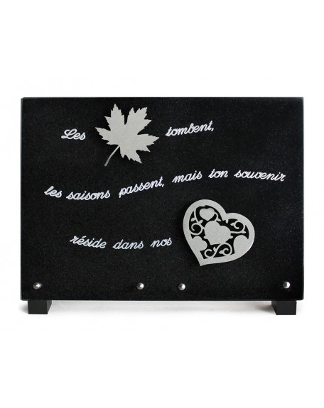 PLAQUE GRANIT NOIR 25X35CM MOTIF INOX+TEXTE ARGENTE