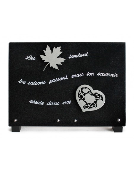PLAQUE GRANIT NOIR 25X35CM MOTIF INOX+TEXTE ARGENTE
