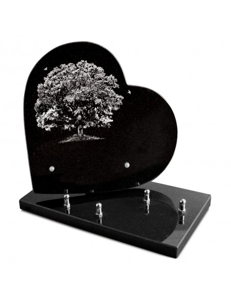 PLAQUE GRANIT COEUR 26X26 GRAVURE LASER - CHENE
