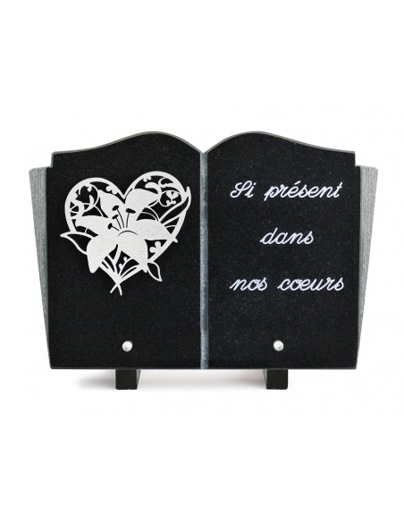 PLAQUE GRANIT LIVRE 20X30 INOX + TEXTE ARGENT