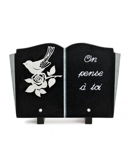 PLAQUE GRANIT LIVRE 20X30 INOX + TEXTE ARGENT