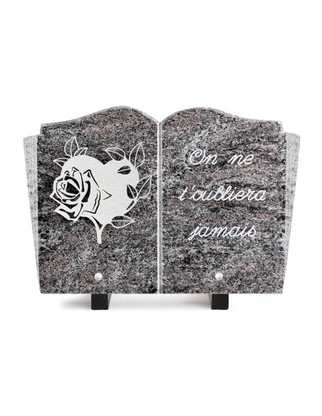 PLAQUE GRANIT LIVRE 20X30 INOX + TEXTE ARGENT