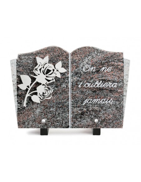 PLAQUE GRANIT LIVRE 20X30 INOX + TEXTE ARGENT