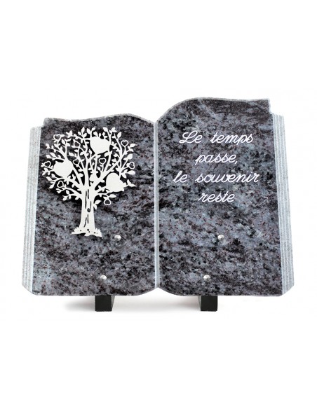 PLAQUE GRANIT LIVRE 25X35 INOX + TEXTE ARGENT