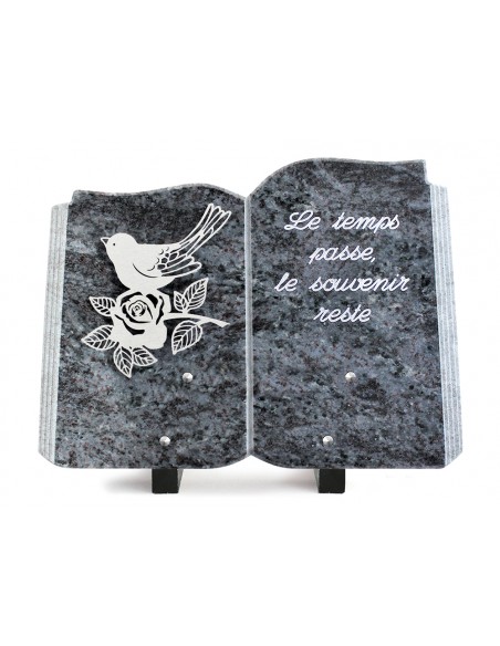 PLAQUE GRANIT LIVRE 25X35 INOX + TEXTE ARGENT