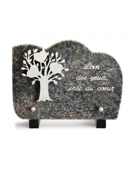 PLAQUE GRANIT NUAGE 15X21CM DECOR INOX +TEXTE ARGENT