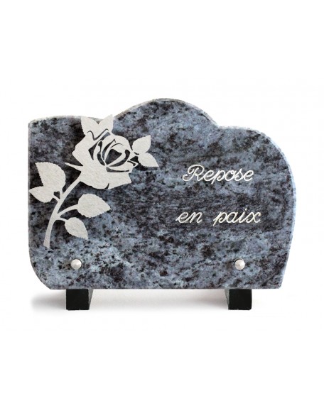 PLAQUE GRANIT NUAGE 15X21CM DECOR INOX +TEXTE ARGENT