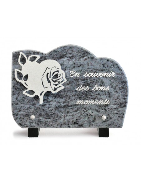 PLAQUE GRANIT NUAGE 15X21CM DECOR INOX +TEXTE ARGENT