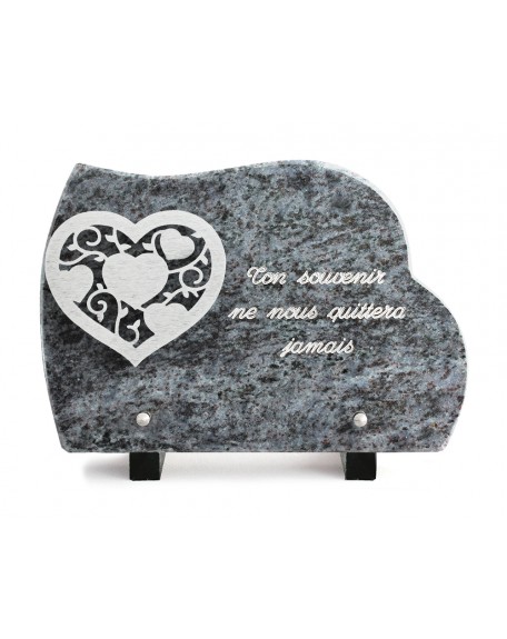 PLAQUE GRANIT NUAGE 17X25CM DECOR INOX +TEXTE ARGENT