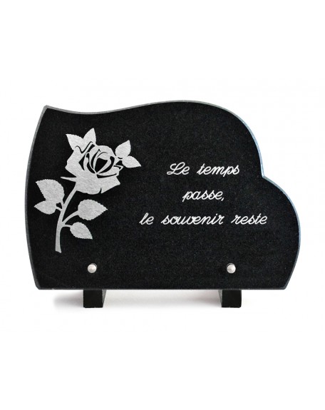 PLAQUE GRANIT NUAGE 17X25CM DECOR INOX +TEXTE ARGENT