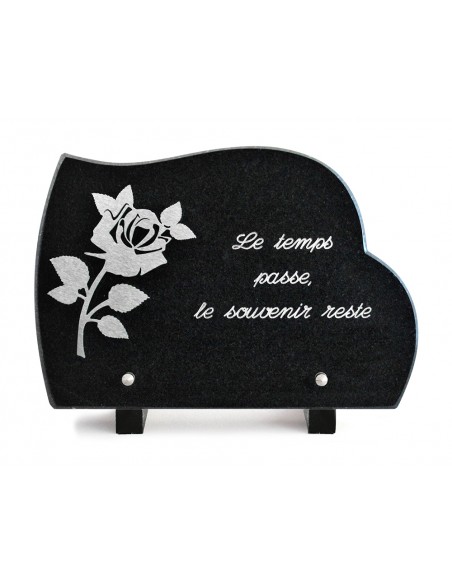PLAQUE GRANIT NUAGE 17X25CM DECOR INOX +TEXTE ARGENT