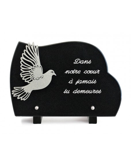 PLAQUE GRANIT NUAGE 17X25CM DECOR INOX +TEXTE ARGENT