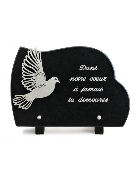 PLAQUE GRANIT NUAGE 17X25CM DECOR INOX +TEXTE ARGENT